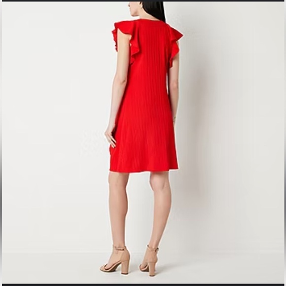 Red flutter sleeve dress size medium - Picture 2 of 8